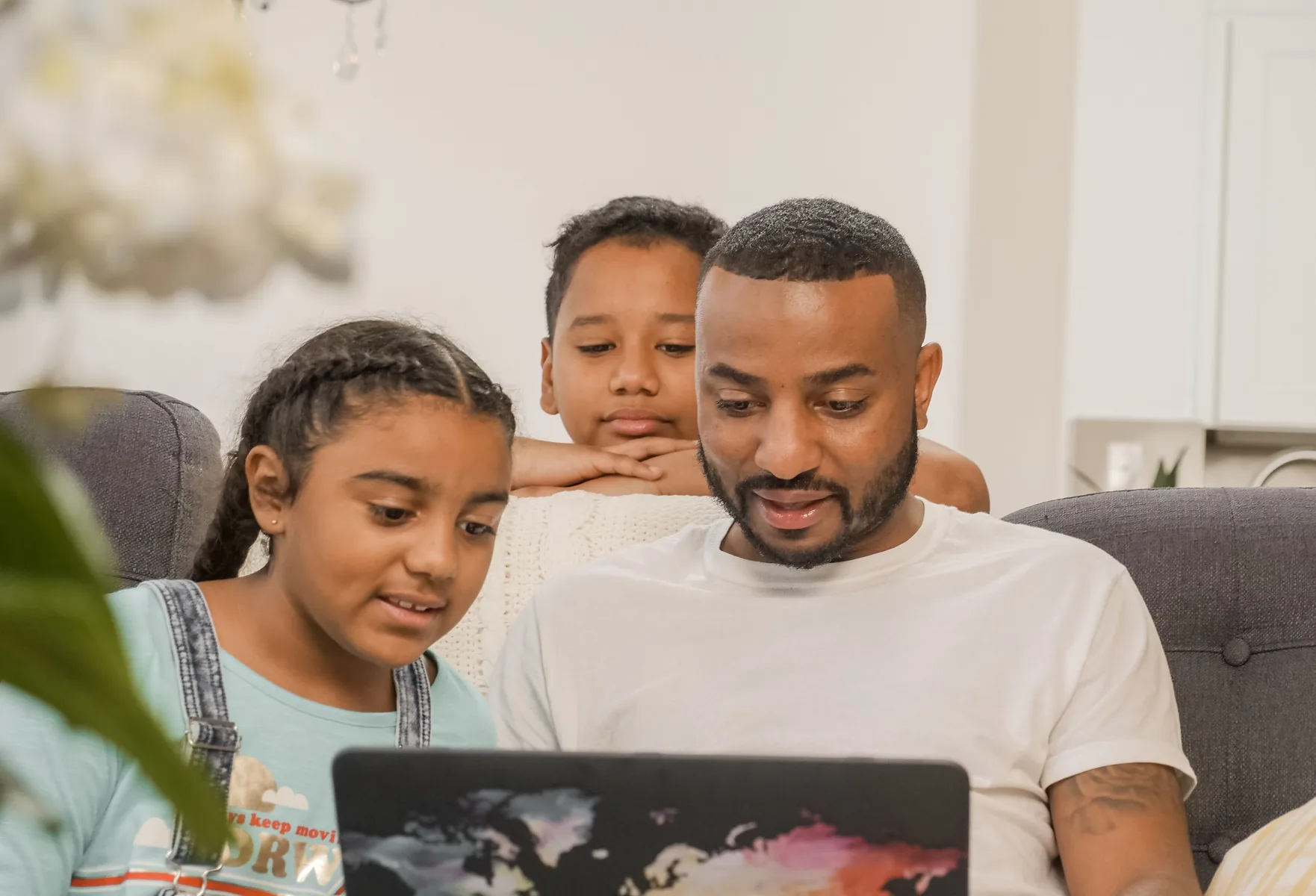 Household reviewing cable internet choices together